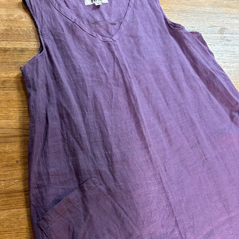 FLAX Clothing DREAMY DRESS 100% Linen ELDERBERRY Plum S BIAS BACK Knee-Length - Picture 2 of 6